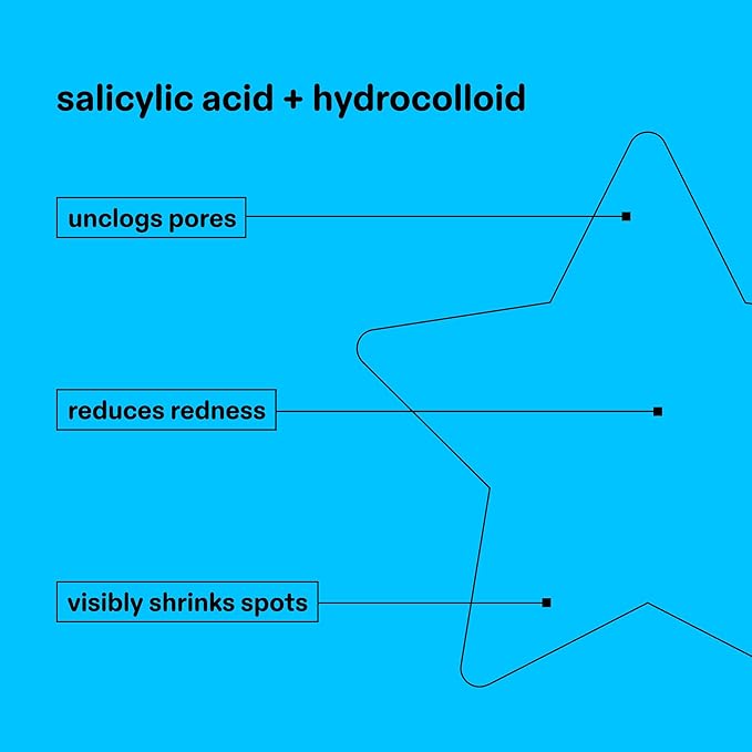 Starface Hydro-Star Salicylic Acid Patches + Big Blue Compact, Helps Unclog Pores and Shrink Spots, Absorb Fluid and Reduce Redness, Hydrocolloid, Vegan and Cruelty-Free Skincare (32 Count)