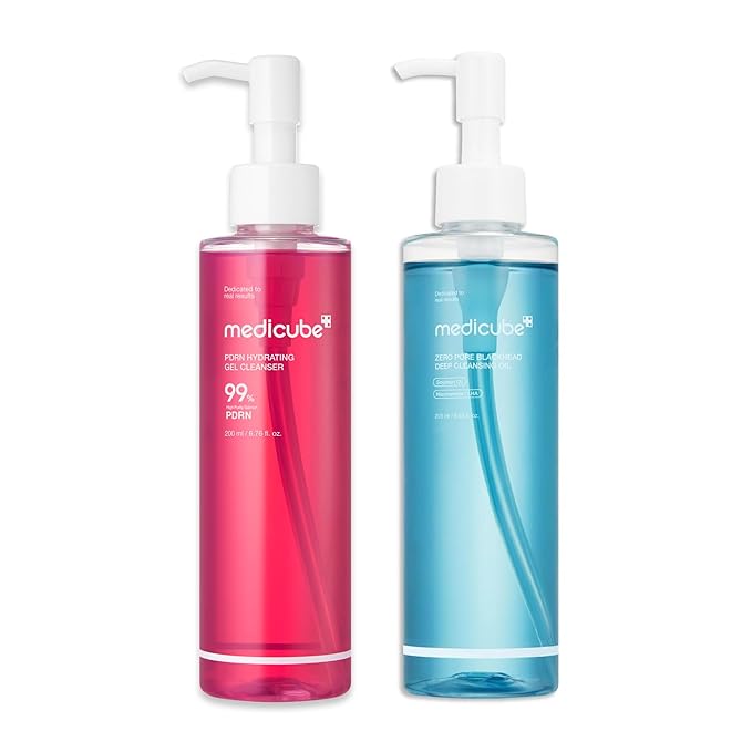 medicube Jelly & Oil Cleanser Duo: PDRN Jelly to Foam and Zero Pore Blackhead Cleansing Oil for Makeup Removal & Pore Care | Hydrating, Low-Irritation Daily Cleanse | Korean Skincare