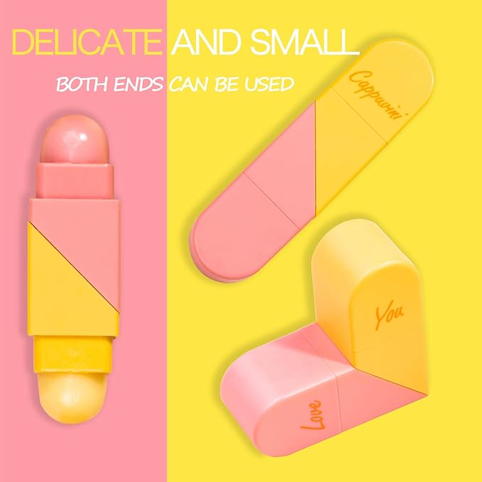 Valentine's Day 2pc Heart Shaped Dual-use Deformable Lip Balm Stick - Honey,One end is colorless, while the other end is pink used as makeup, lipstick Keep Lips Moisturized, Gifts