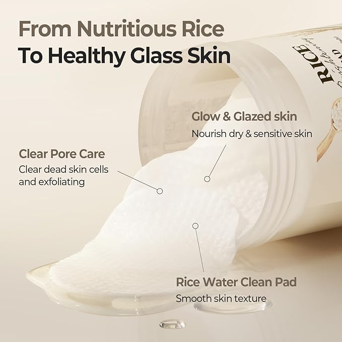 SKINFOOD Rice Daily Brightening Skincare Set – Korean Face Toner Pads & Hydrating Cream for Glowing Glass Skin, Natural Fermented Rice Water, Gentle Exfoliation & Deep Moisture, Vegan K-Beauty Duo