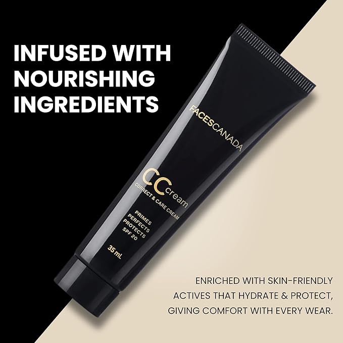 FACESCANADA CC Cream | Primes, Perfects & Protects with SPF 20 | Lightweight Color Correcting Cream for Natural Coverage | Evens Tone, Conceals & Hydrates Skin | 1.18 Fl Oz (35ml)