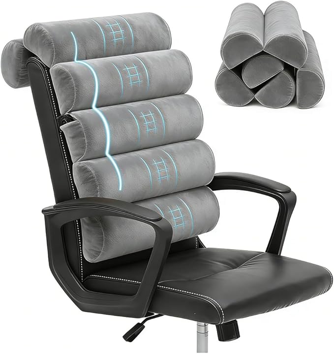 Lumbar Support Pillow for Office Chair,Computer/Desk Chair/Couch,Sitting on Bed,Back Support Adjustable for Chair,Patented 6-fold semicircular Back Cushion (Short Velvet Cover)
