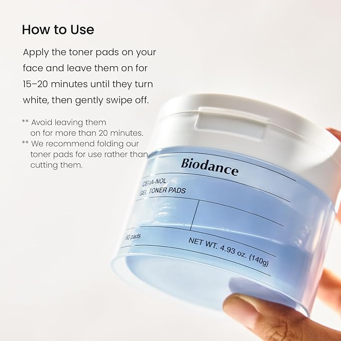 Biodance Cera-NOL Gel Toner Pads, Deep Hydrating & Soothing Toner Pads for Sensitive Skin, Redness Reducing, Mositurizing, Pre-Soaked Pads, Korean Skin Careㅣ4.93 fl.oz.(140g)*60Pads