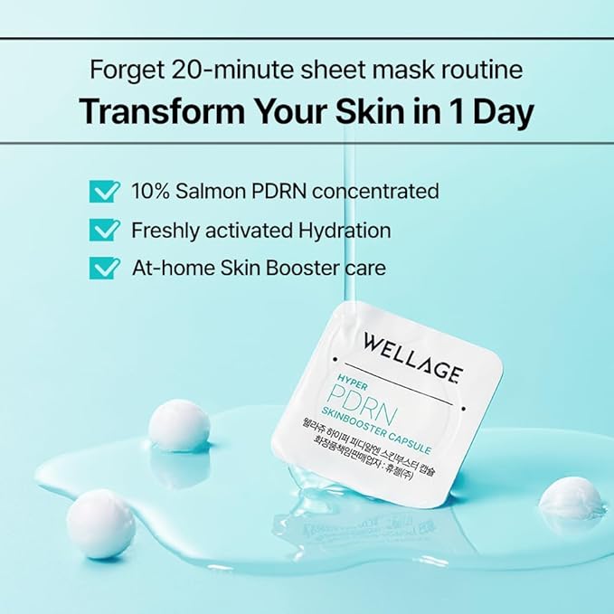 WELLAGE Hyper PDRN One-day Kit 7ea, Hydrating Peptide for Face, Korean Skin care, PDRN, Niacinamide, Hyalruonic acid, Pore minimizing