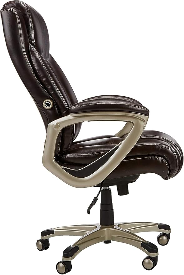 Amazon Basics Big & Tall Executive Office Chair with Lumbar Support, Adjustable Height, 350-Pound Capacity, 28.5"D x 30.25"W x 47.9"H, Black Pewter Finish