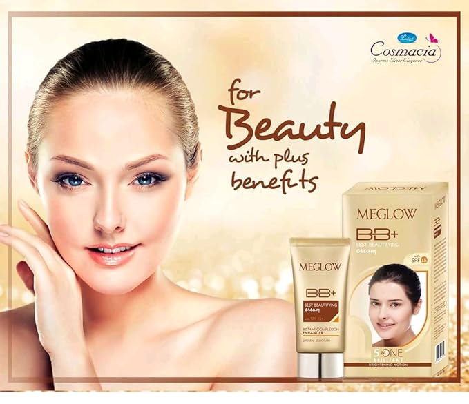 MEGLOW BB+ CREAM With SPF 15 for Women, 30g