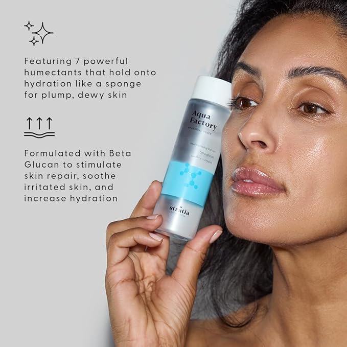 Stratia Aqua Factory Hydrating Toner with Beta Glucan, 7 Moisturizing Factors for Barrier Repair, Nourishing Dry & Sensitive Skin, 4oz