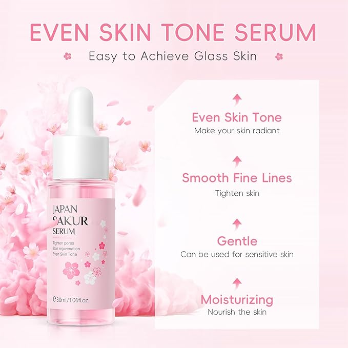 Skin Care Set, Gift Sets Skin Care Kit for Teenage Girls - JAPAN Cherry Blossom Skincare Sets Cleanser, Toner, Serum, Face Cream, Travel Kit for Women Kids Teenagers(15pcs)