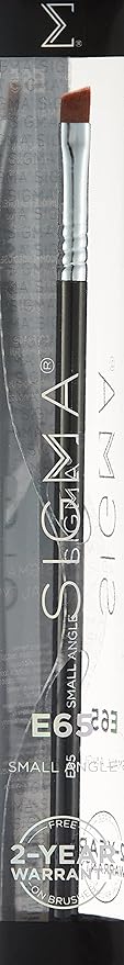 Sigma Beauty E65 Small Angle Brush — Use for Winged Eyes or Brow - Precision Angled Brush for Gel or Powder Products - Create Precise Lines & Strokes - Chrome