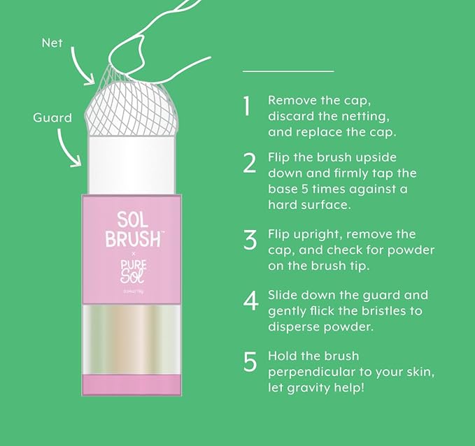 SPF 50 Mineral Sunscreen Powder, Broad Spectrum UVA/UVB Protection Sunscreen, Mess Free Brush On Applicator, Clean & Cruelty Free, Water Resistant (80 Minutes), Deep