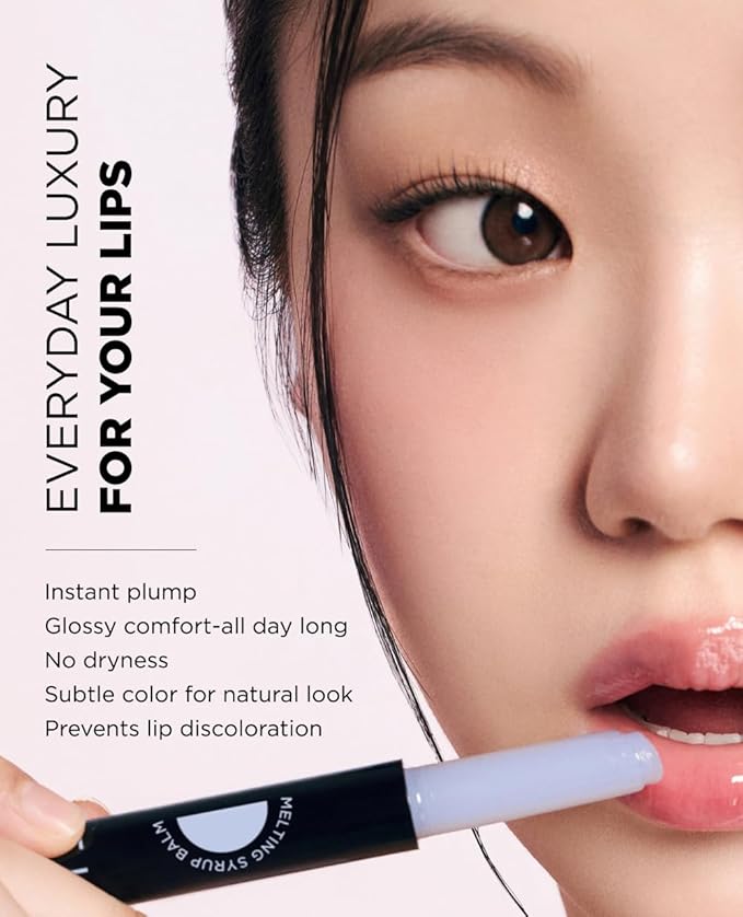 EITHER& Melting Syrup Balm (01 SPICY PINK), Korean Lip Balm, with Shea Butter & Plant-Derived Oils, Plumping, Non-Sticky, Tinted, Warming Sensation, Glossy Finish (0.25 fl. oz.)