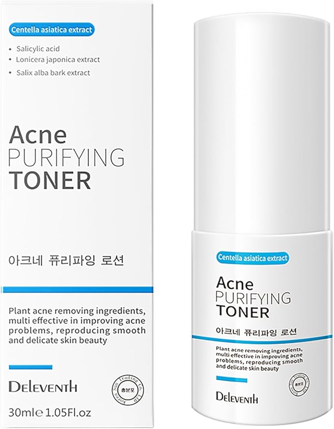 DEleventh Korean Brand Acne Purifying Toner 30ml / with Salicylic Acid and Botanical Extracts for Anti-Acne, Soothes, Unclogs Pores, Controls Oil and Maintain a Fresh, Blemish-Free Complexion