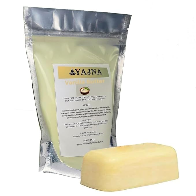 Yajna Organic Raw Vanilla Butter 100% Pure,Natural & Unrefined| Skin Moisturizer For Face, Body & Hair| 8 OZ/230 GM Ivory/White Grade A | DIY Creams, Balms, Lotions, Soaps| Moisturizes Dry Skin