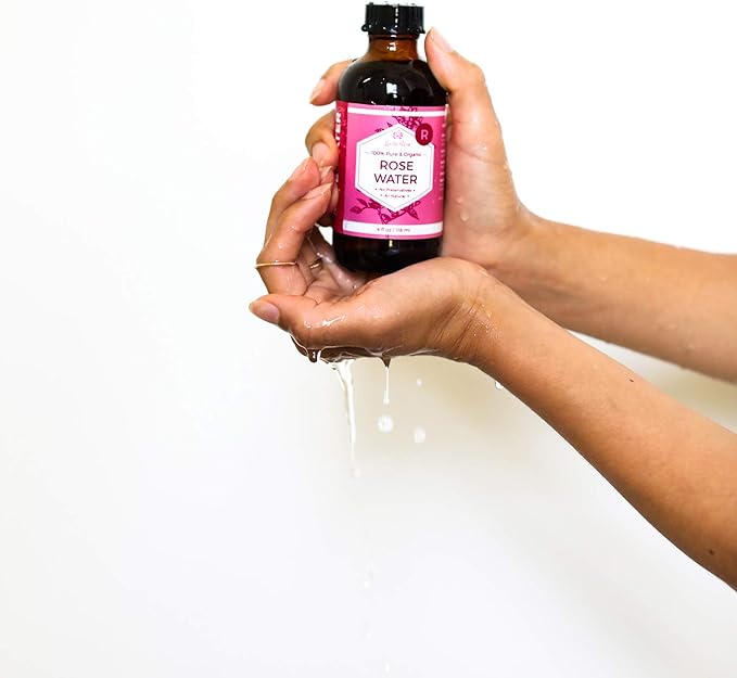 Jojoba Oil + Rose Water for Face Facial Toner Bundle by Leven Rose - Jojoba Moisturizer for Skin Hair Body and Nails 4 oz & Pure Moroccan Rosewater 4 oz