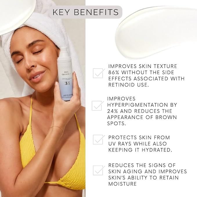 Sonrei Sea Clearly Hydrating Facial SPF 35 + Anti-aging Growth Factor Clear Sunscreen Gel & Primer | Broad Spectrum UV Protection | Water Resistant, Vegan, and Reef Safe | Non-greasy (3-Pack)