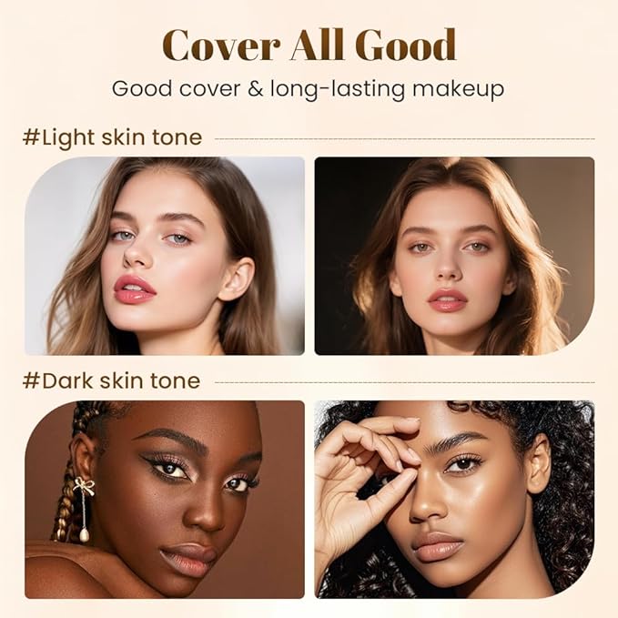 Drkicsy Mushroom Head Puff Cushion CC Cream, Cushion Foundation Concealer for Older Women, Full Coverage BB Cream Foundation Skin Tone Corrector Makeup (Ivory White)