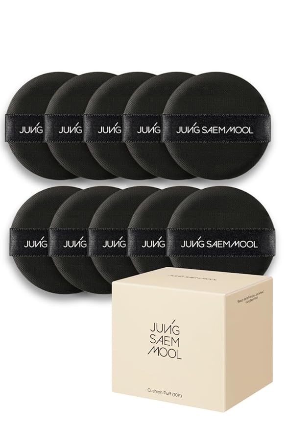 JUNG SAEM MOOL Cushion Puff | Natural Cover Puff for Smooth Fitting, Round Shape 2.1 Inch, Set (10p)