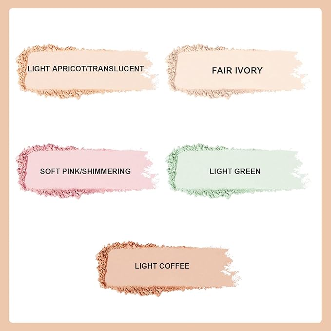 ROUSE Setting Powder Lightweight Loose Powder Finishing Powder Long-Lasting Face Powder Waterproof with Soft Mushroom Powder Puff & Mirror, Matte Finish,0.28 Oz (Light Apricot/Translucent)