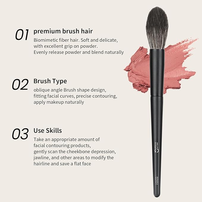MSQ Blush Powder Makeup Brush for Blush & Bronzer, Eco-Friendly Premium Makeup Brush, Synthetic Bristles, Ideal for Highlighting, Defining, Blending, Blush, Contour