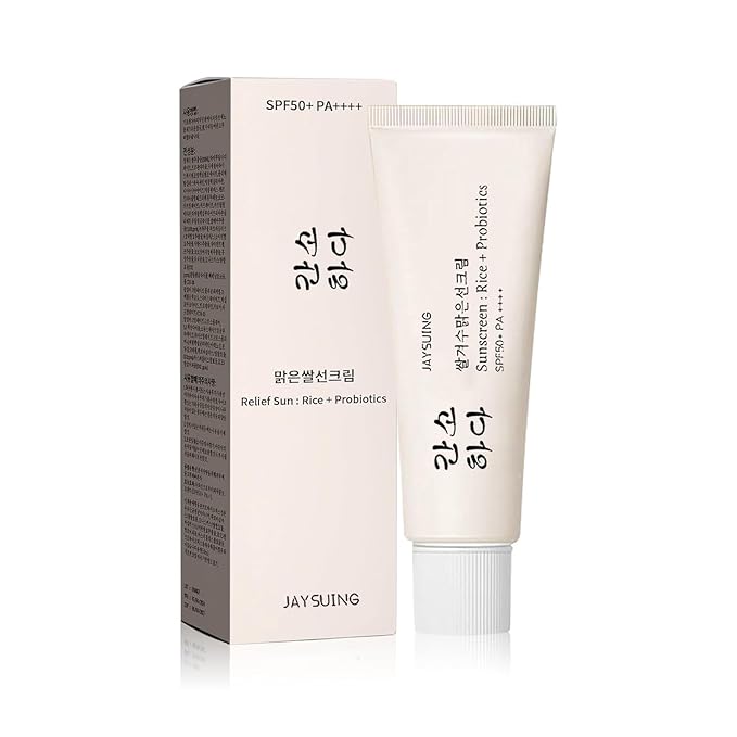 Relief Sun Organic Sunscreen SPF50, Relief Sun Rice Probiotics SPF50+, Korean Sunscreen PA++++ for All Skin Types and UV Defense, Nourishing Skin Protection, Moisturizing Skin Care 1.7 fl oz/50 ml