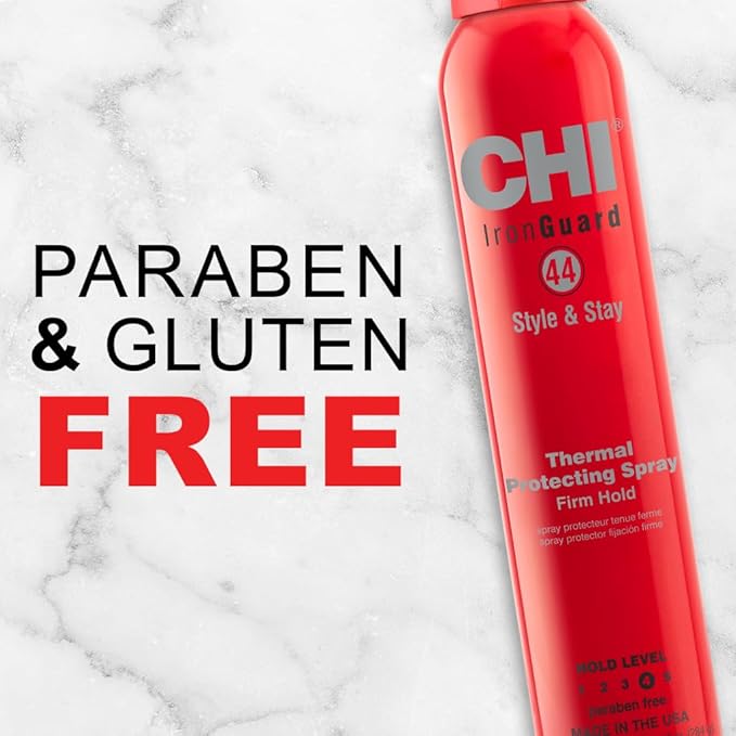CHI 44 Iron Guard Style & Stay Firm Hold Protecting Spray, Heat Protectant & Hairspray For A Long-Lasting Hold, Sulfate & Paraben-Free, 2.6 Oz