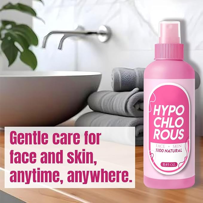 HOCl Hypochlorous Acid Spray Pure 250 ml / 8.4 oz – Natural Skin & Face Mist – Gentle Refreshing Formula for Cleansing, Soothing & Deodorizing – Alcohol-Free & pH Balanced
