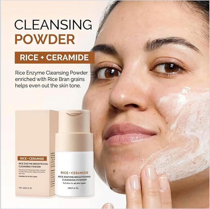 Rice + Ceramide Korean Skincare Set – Hydrating & Brightening Glass Skin Routine with Toner, Serum, Cleansing Powder & Hydrating Milk – Barrier Repair & Deep Moisture – All Skin Types