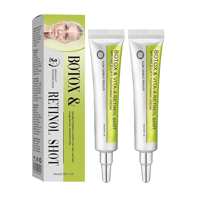 Botoxmix & Vita-A Retinol Shot Wrinkle-Lift Tightening Cream, Instant Face Lift Cream Anti Wrinkle, Pore Minimizer, Fine Lines, All Skin 2Pcs
