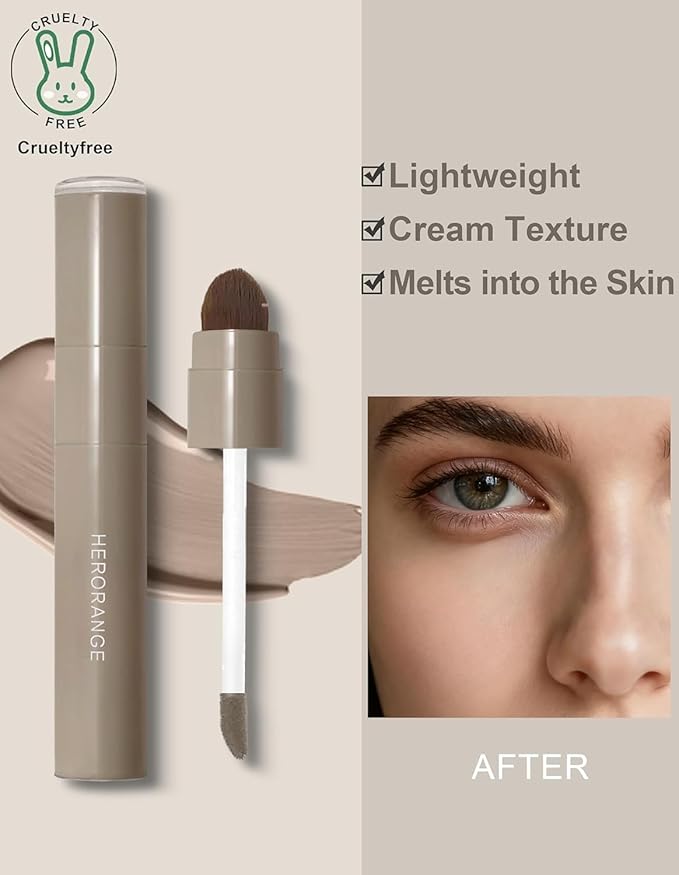 2PCS Cool Toned Liquid Contour Stick for Fair Pale Light Olive Skin, Grey Nose Contour with Brush, Long Lasting Cream Bronzer Gray, Blendable Lightweight Contouring Makeup #01 Cool Taupe Brown