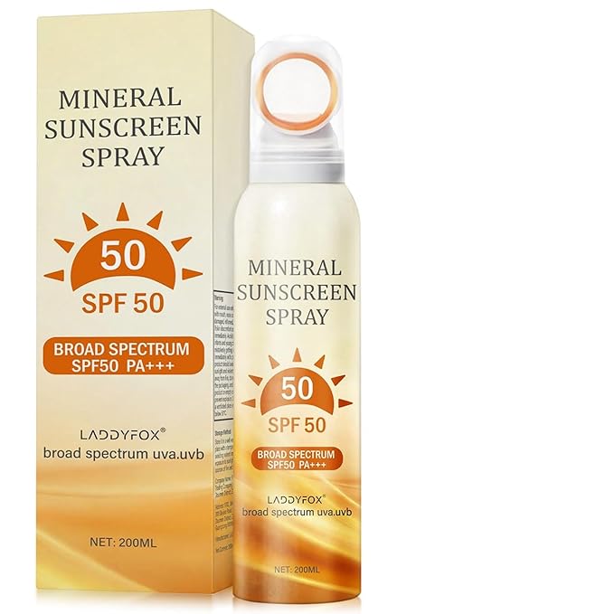 Mineral Sunscreen Spray SPF 50, Zinc Oxide Mineral Sunscreen Spray, Broad Spectrum UVA/UVB for Daily Protection, 360° Spray, Lightweight & Water Resistant, 6.76oz/200ml