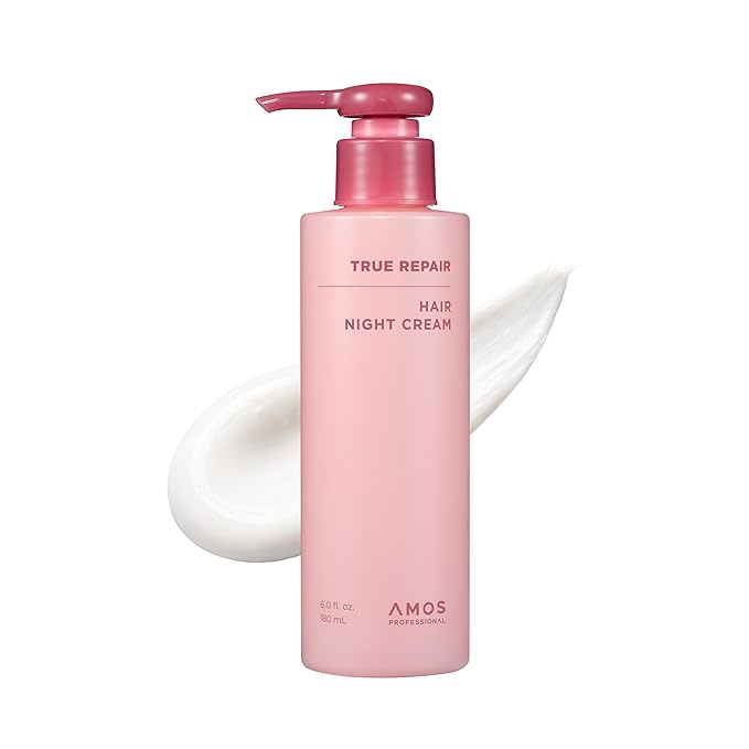 AMOS PROFESSIONAL True Repair Hair Night Cream 6.0 fl oz – K-Beauty Overnight Hair Primer & Leave-In Conditioner, Hydrating Deep Conditioning for Dry & Damaged Hair