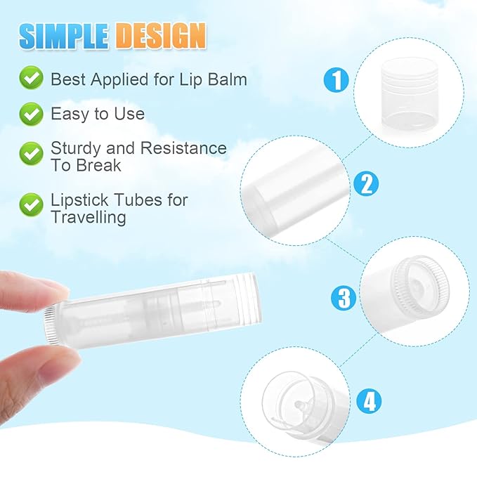 50 Pcs 5.5g Twist-up Lip Balm Tubes,Empty Plastic Lip Gloss Balm Containers Rotatable Deodorant Containers for DIY Homemade Lipsticks, Chapsticks and Homemade Solid Perfume,Clear