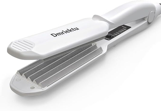 Hair Crimper for Women, Dmriektu Crimping Iron for Volumizing Fluffy Hairstyle, Crimper Hair Iron with Ceramic Hair Styling Tools for Women Girls Adjust Temp Dual Voltage Auto Off