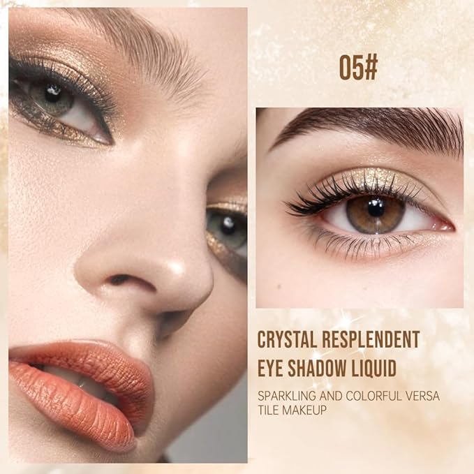 Liquid Glitter Eyeshadow Set, Korean Shimmer Eye Makeup, Waterproof Powder Formula, Quick-Drying, Long Lasting, 0.17 Oz (05#, 1PCS)