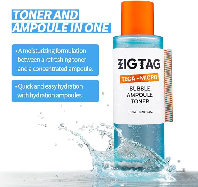 Teca Micro Bubble Ampoule Toner - Dual-Action Hydrating and Exfoliating Toner with TECA, Zinc & PHA for Deep Moisture and Skin Soothing, Korean Skincare, 100ml
