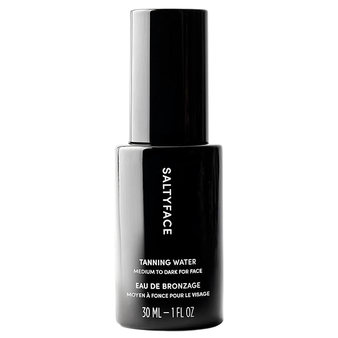 SALTYFACE - Tanning Water (Medium to Dark) - Self Tanner for Face, Neck, Ears, Chest - No Color Transfer - Oil Free, Fragrance Free - Streak-Free, Non-Clogging - Vegan Skin Care - 1 FL OZ (30 ML)