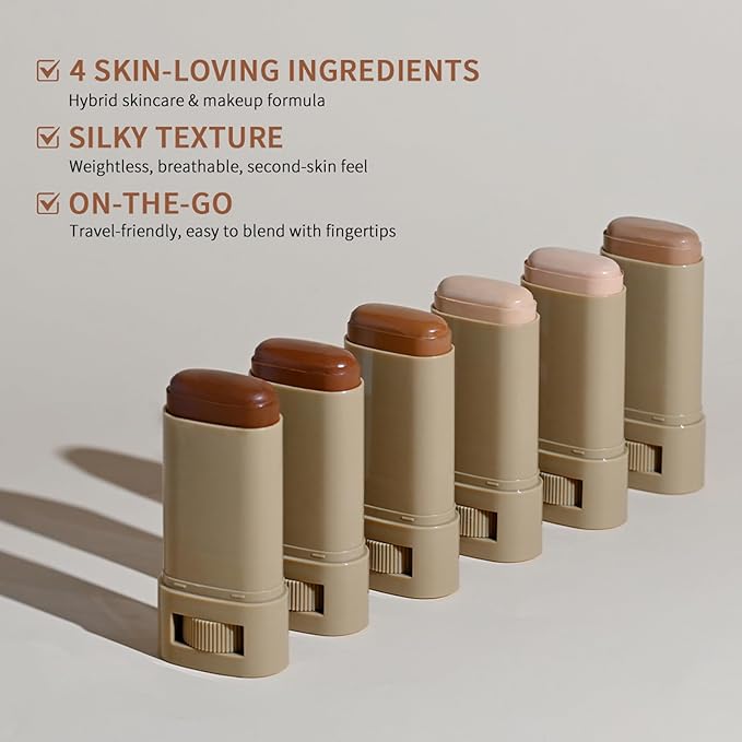 Beauty Balm Serum-Enriched Tinted Moisturizer Stick – Hydrating Lightweight Solid Foundation with Natural Skin Tint Finish, Flawless Sheer to Medium Coverage, Radiant & Dewy Glow, All-Day Wear (2#, 1)