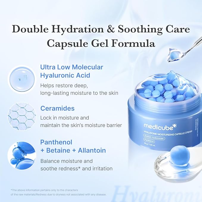 medicube Hydration & Calm Facial Device Set: Booster Pro Black and Hyaluronic Acid Capsule Cream | for Radiant and Firmer-Looking Glow and Soothing Care, Korean Skincare