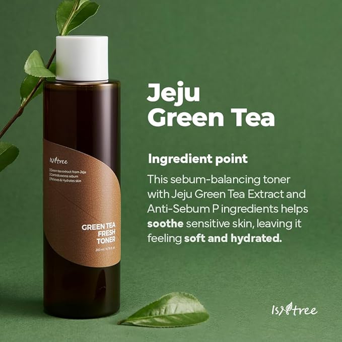 ISNTREE Green Tea Fresh Toner 200ml, 6.76 fl oz + Green Tea Fresh Cleanser 120ml, 4.05 fl.oz