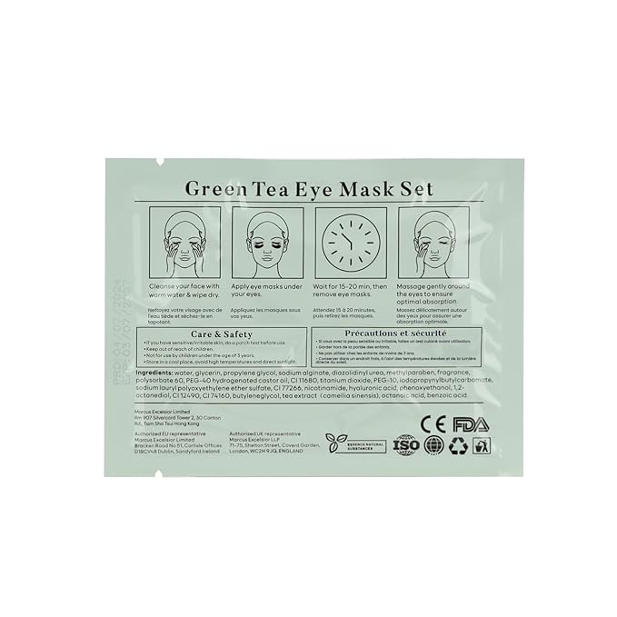 Green Tea Under Eye Patches (30 Pairs) - For Dark Circles & Puffiness - Hydrating Green Tea Eye Mask