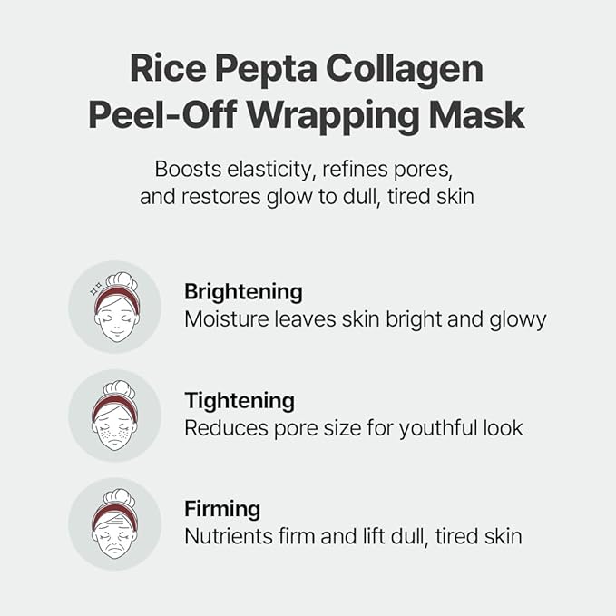 NACIFIC Rice Pepta Collagen Peel-Off Wrapping Mask 2.46oz 70g, Facial Mask Pack, Firming, Elasticity, Pore Minimizing, Glowy Glass Skin, Korean Skincare