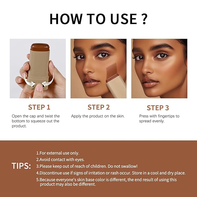 Foundation Stick Skin Tint for Black Women 6 Color Skin Tint Balm Face Solid Tinted Moisturizing Contour Stick Foundation 04