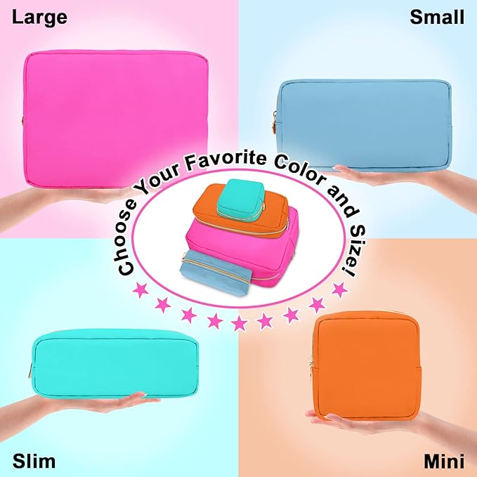 Nylon Small Makeup Bag for Purse, Cute Preppy Makeup Bag Cosmetic Zipper Pouch Purse, Waterproof Portable Travel Toiletry Bag Coin Pouch Clutch Makeup Brush Bag Organizer Storage for Women Girls(Mint)