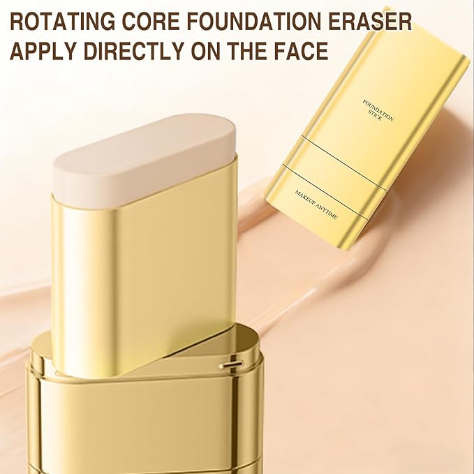 Luminous Dual-Ended Concealer Foundation Stick,Korean 3-in-1 Foundation Stick with Concealer & Brush,Double Head Foundations Make up Sticks,Full Coverage Korean Makeup Skin Tint(#03 Natural Color)