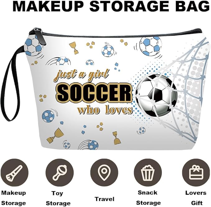 Personalized Soccer ball Makeup Bag set with Mirror for girls,Soccer Coach & Team Cosmetic bag with10 pieces pink brush kit,Football Lovers Birthday Gifts for Women Mom Female Friends