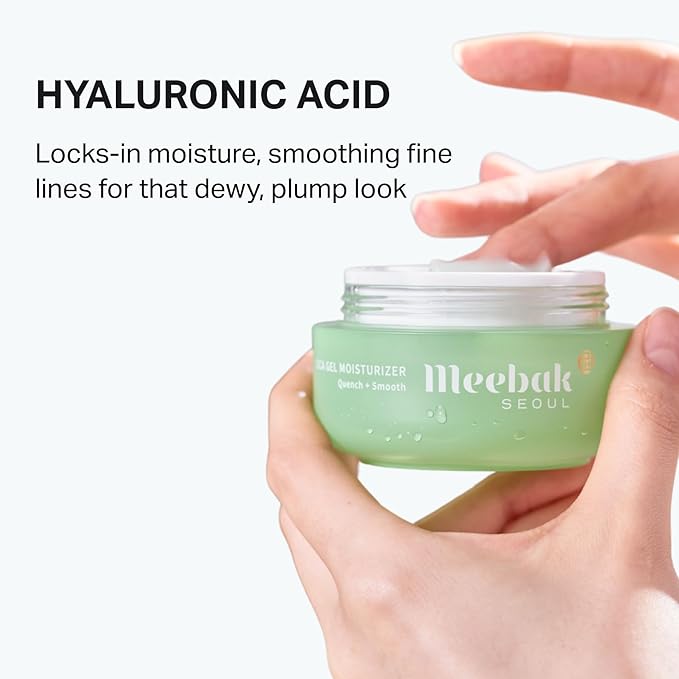 Meebak Cica Gel Face Moisturizer | Lightweight Hydrating Water Cream with Hyaluronic Acid & Vegan Collagen | Fast-Absorbing, Cooling Gel for All-Day Hydration & Glass Skin | Korean Skin Care