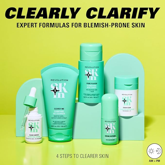 Revolution Skin, Pore Player 2% Salicylic Acid & Aloe Clarifying BHA Toner, Facial Toner & Exfoliator with Salicylic Acid, Vegan & Cruelty-Free, 11.69 fl oz