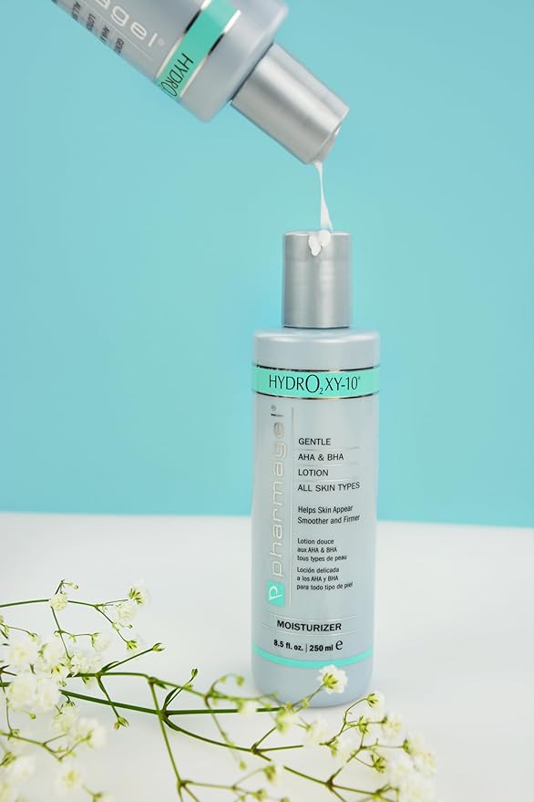 Pharmagel Hydro2 Xy 10 Lifting and Firming Concentrate Moisturizer | AHA and BHA Facial and Body Lotion | Rapid Absorption with Stabilized Oxygen - 8.5 fl. oz.