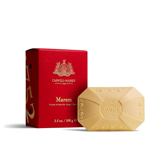 Caswell-Massey Marem Natural Bar Soap for Women, Moisturizing Body Soap Bar for All Skin Types, Made with Essential Oils & Plant-Based Formula for Soft Skin, 3.5 oz