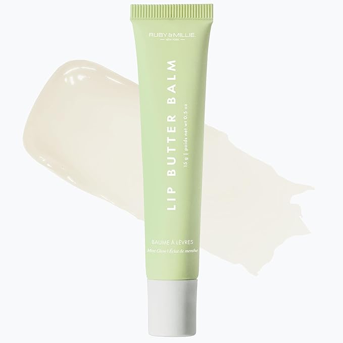 Ruby & Millie Tinted Lip Balm Mint Glow - Hydrating Mint Lip Balm - Moisturizing Lip Butter Balm Treatment - Glossy Vegan Lipbalm 0.5 Oz